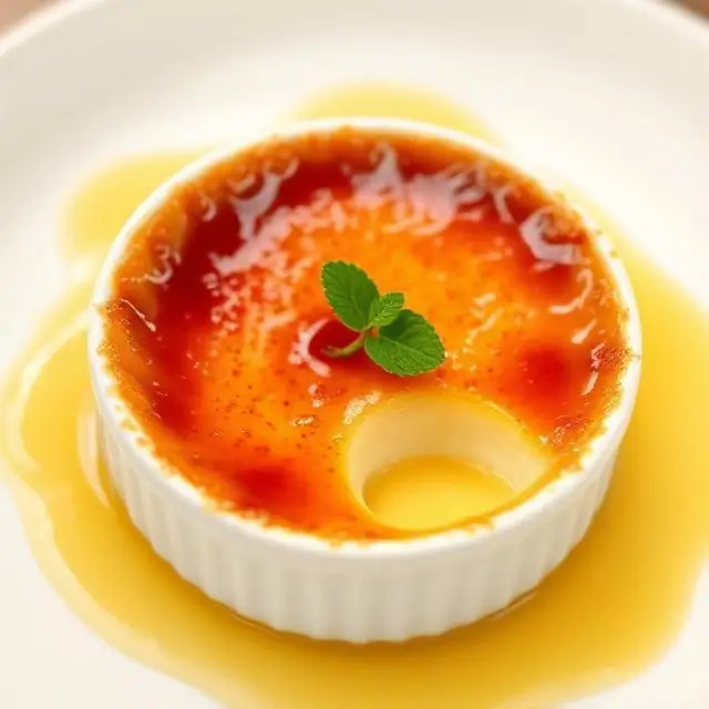 A classic Crème Brûlée with a caramelized sugar crust