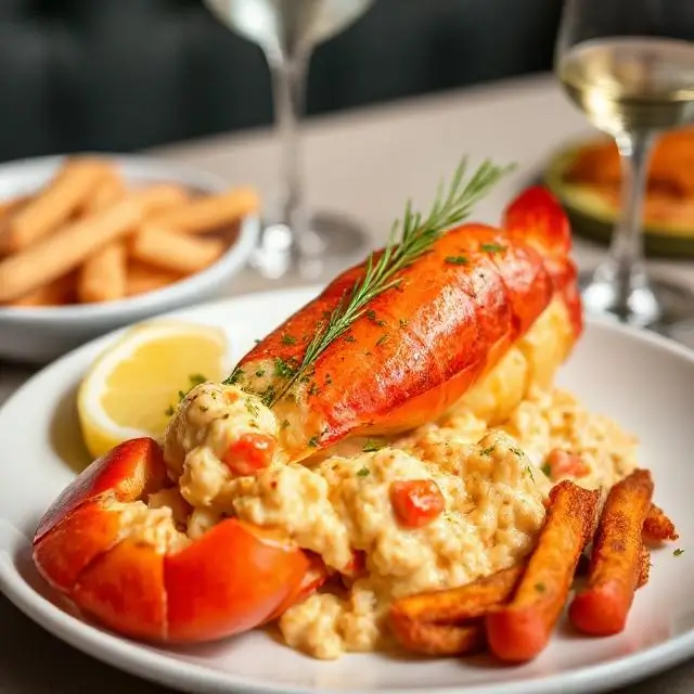A decadent Lobster Thermidor, ready to be served